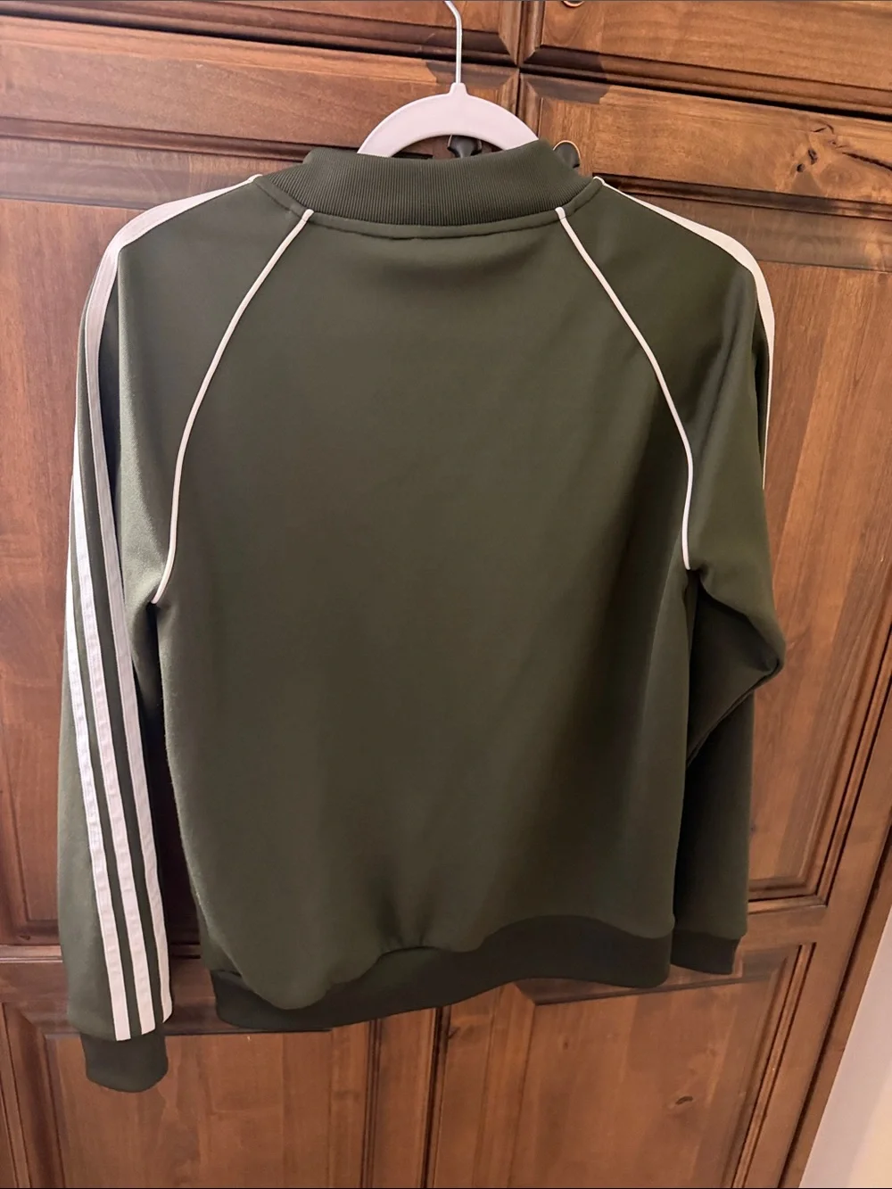 adidas Olive Track Jacket with White Stripes